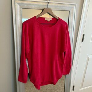 Michael Kors Women's Red Long Sleeve Long Sleeve Pullover Tunic Sweater Size L